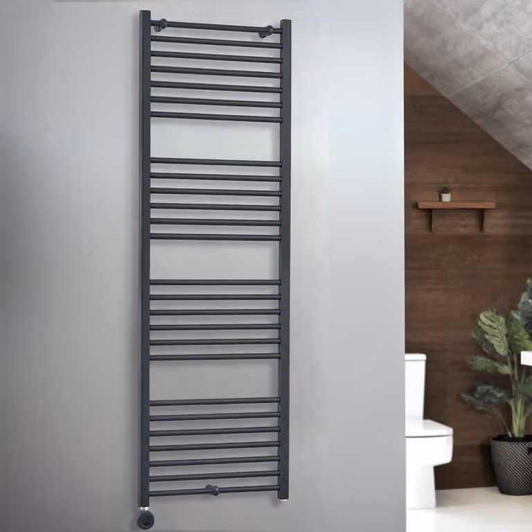 Scaldasalviette Elettrico Antracite Artle ECOSO by Hudson Reed con Elemento Termostatico Wi-Fi Cablato L: 60 cm, H: 180 cm