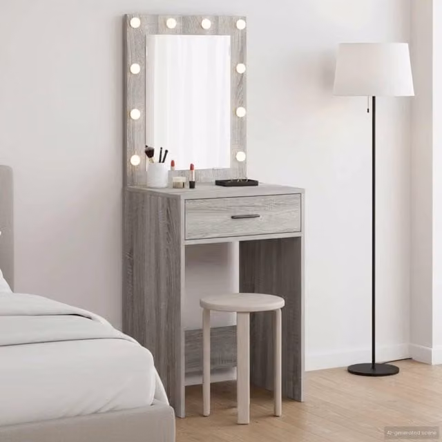 Tavolo da Trucco Minimalista vidaXL Grigio L: 50 cm, P: 41 cm, H: 135 cm – 1