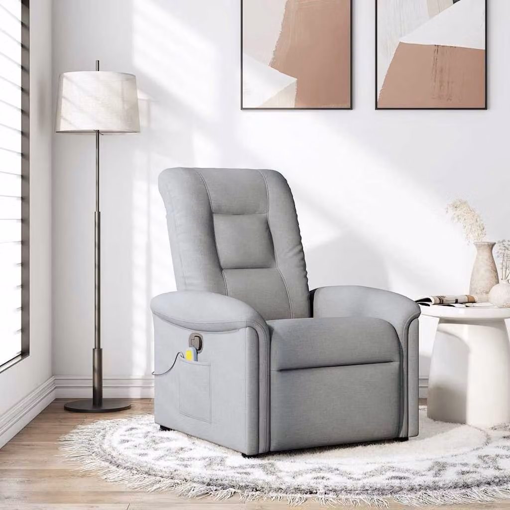vidaXL Poltrona Relax Reclinabile Moderna in Tessuto Grigio con Braccioli