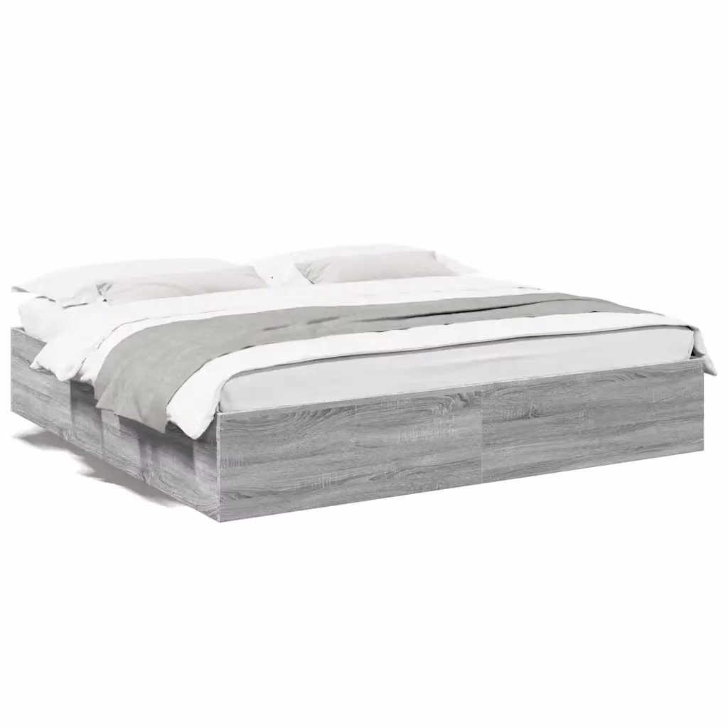Letto con contenitore e doghe in legno grigio vidaXL L/P: 200 x 200 cm – 2