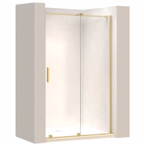Rea Porta doccia 110 Gold brush Vetro di sicurezza temperato trasparente 6 mm (Oro spazzolato)