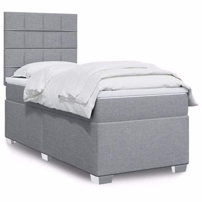 vidaXL Giroletto a Molle Ibrido con Materasso in Tessuto Grigio Chiaro e Bianco L/P/H: 200 x 90 x 150,5 cm