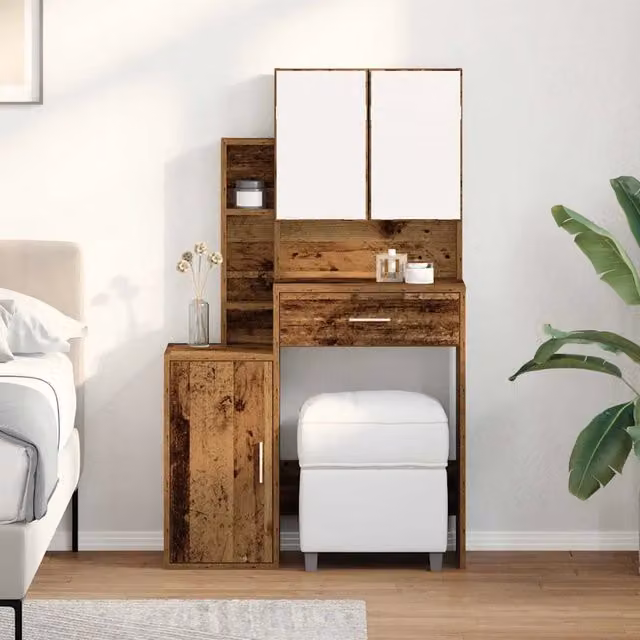 Tavolo da trucco moderno in legno color marrone vidaXL L: 80 cm, P: 35 cm, H: 132 cm
