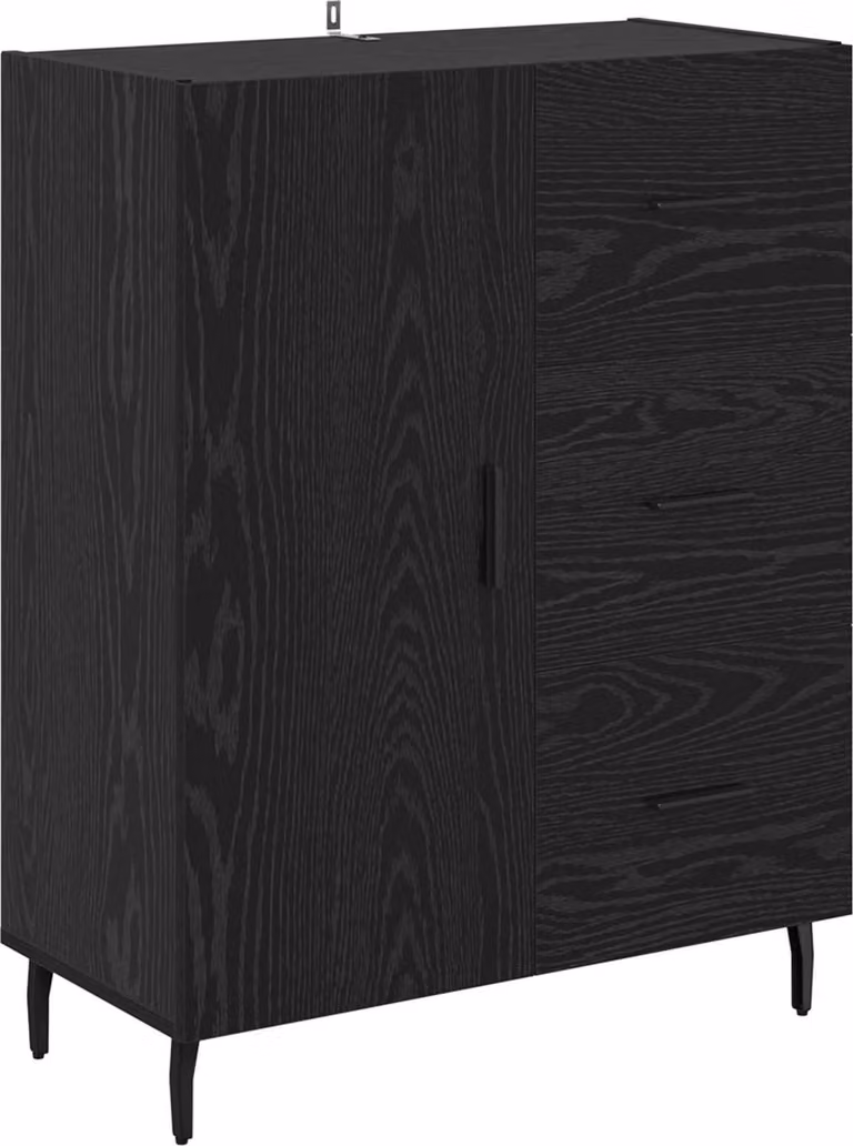 Credenza con cassetto Rovere Nero 69,5 x 34 x 90 cm