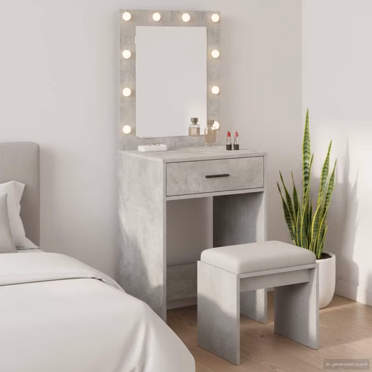 vidaXL Tavolo da Trucco Moderno Grigio L: 50 cm, P: 41 cm, H: 135 cm