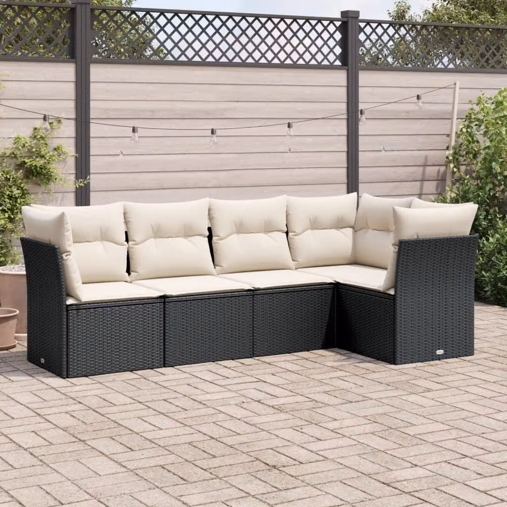 Maison Exclusive - Set Divani da Giardino 5 pz con Cuscini in Polyrattan Nero