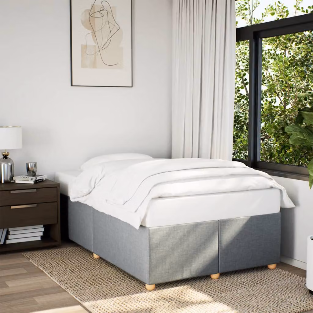 vidaXL Giroletto senza Materasso in Tessuto Grigio con Listelli in Legno L 120 x P 200 cm – 1