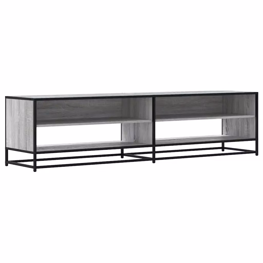 Mobile Porta TV in Stile Industrial Grigio con Compartimenti Media, L: 180,5 cm, P: 40 cm, H: 46 cm – 2