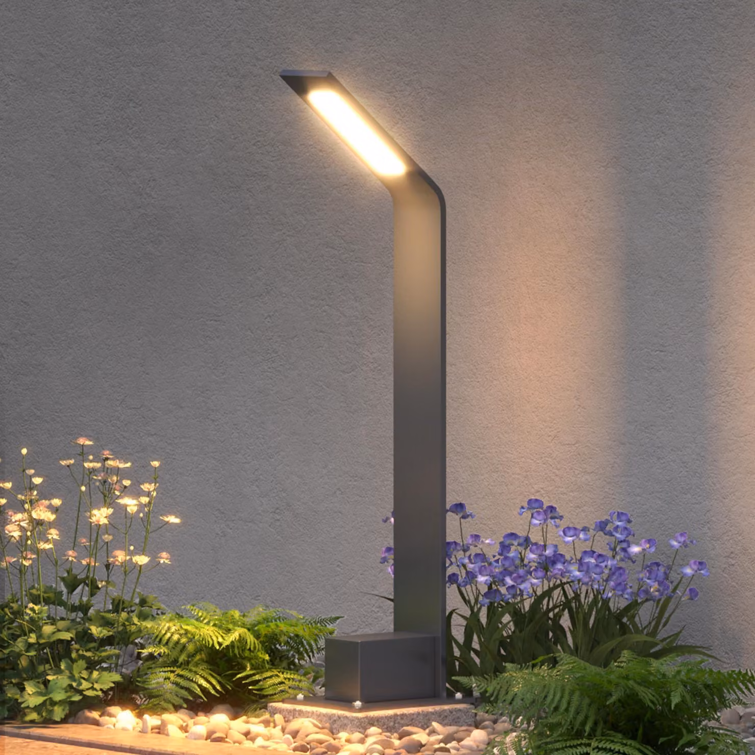 doporro Lampione da Giardino 40 cm IP65 con LED 6W 3000K šC Paletto Luminoso da Esterno in Alluminio Grigio Scuro per Sentieri, Vialetti, Terrazze e Cortili, Design Moderno