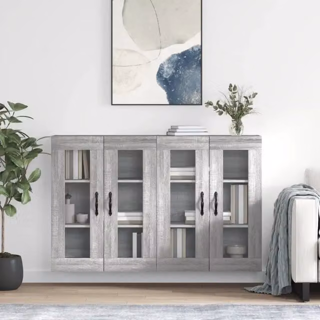 Armadietti a Parete 2 pz Grigio Sonoma in Legno Multistrato 3197975