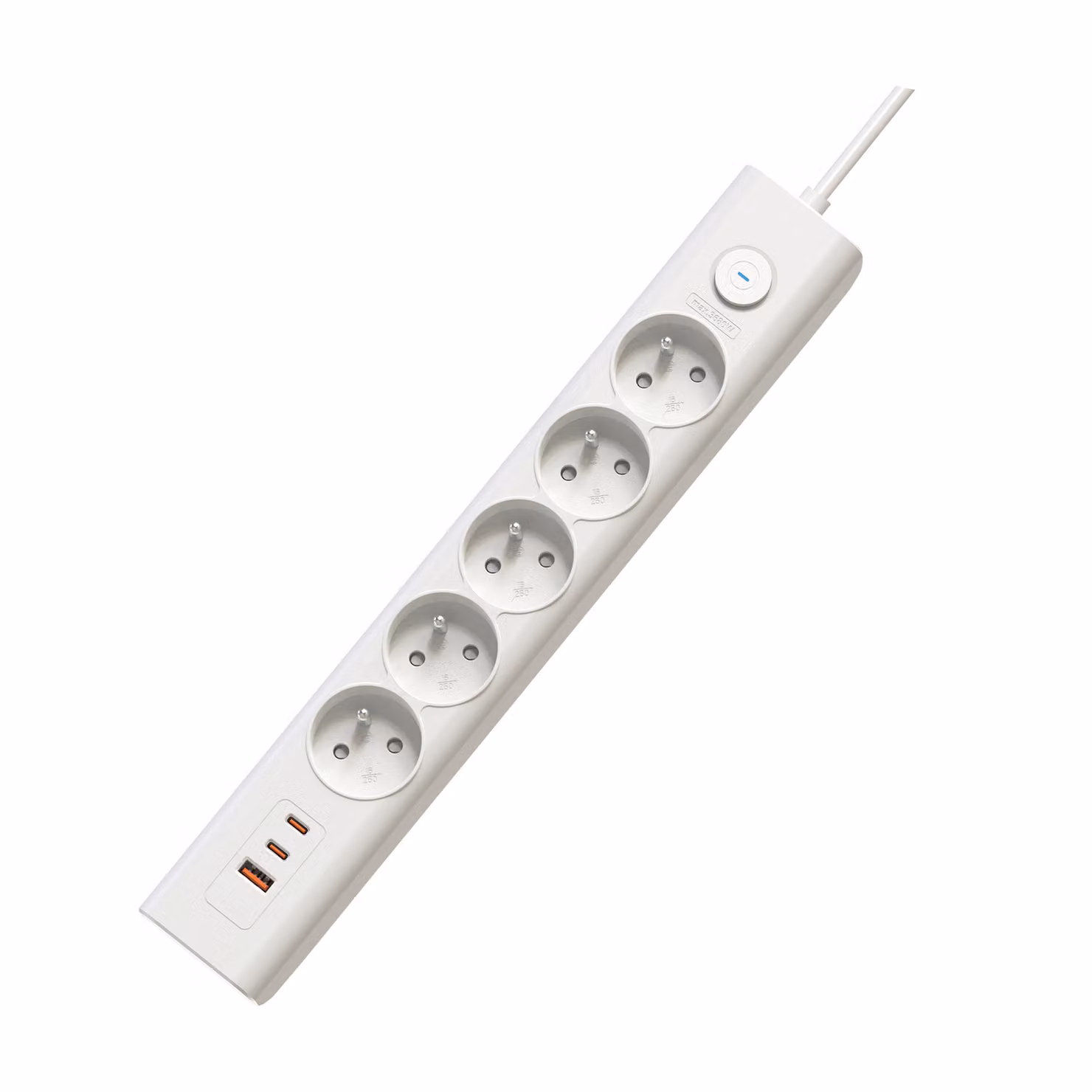 Cavo di prolunga VIKING YC53W con 5 prese + 3x USB, 1,5 m e interruttore, bianco