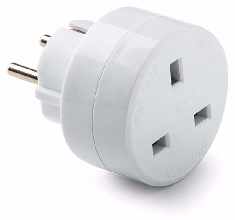 Famatel Eu-uk 13a 250v Ip20 Plug Adapter White One Size / EU Plug 220V White One Size