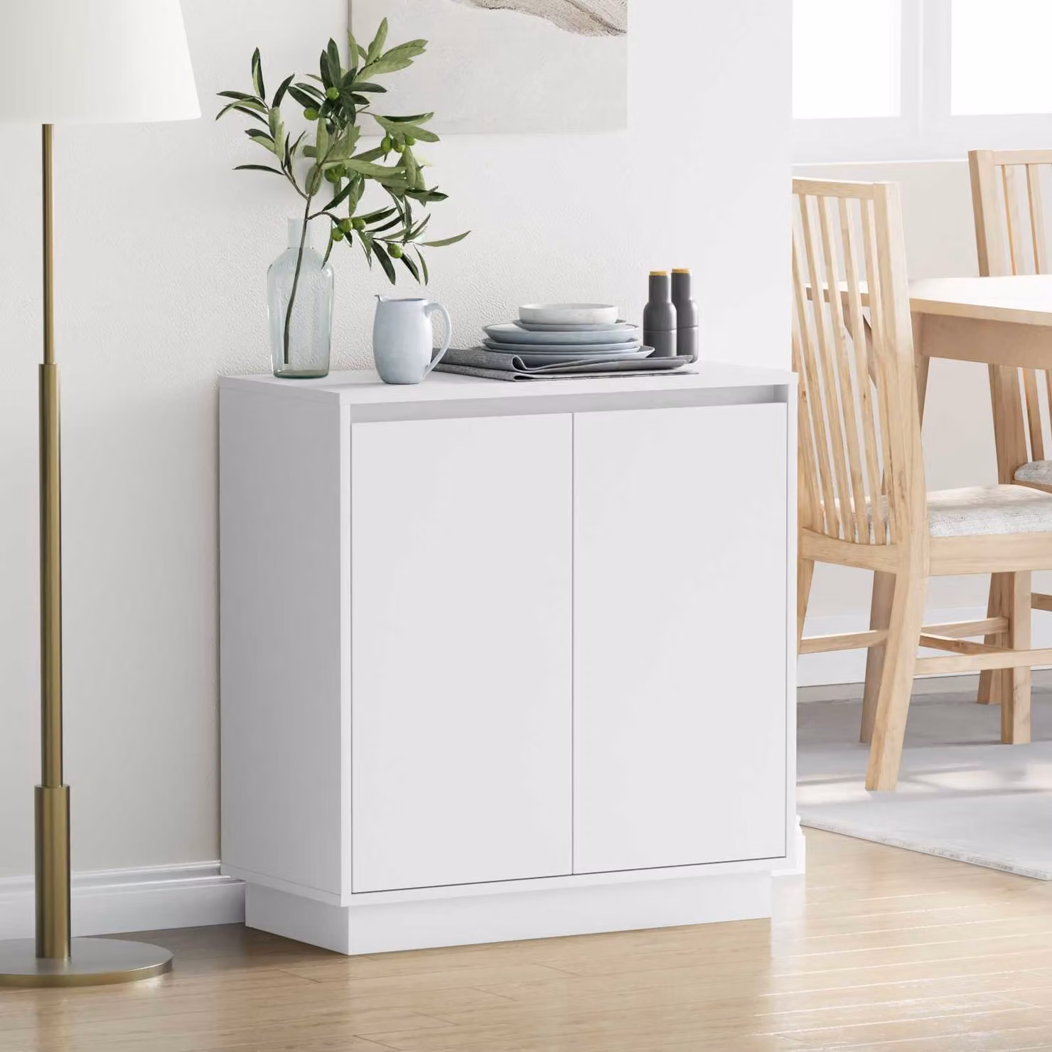 Madia moderna vidaXL con illuminazione LED in legno MDF bianco L: 71 cm, P: 34,5 cm, H: 75 cm