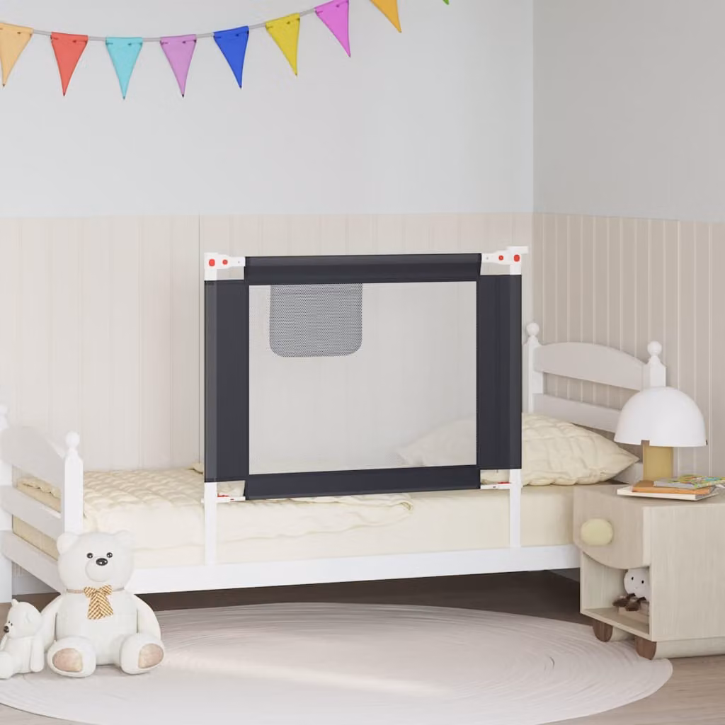 Sponda Letto Sicurezza per Bambini vidaXL in Tessuto Grigio Scuro L: 90 cm, H: 25 cm