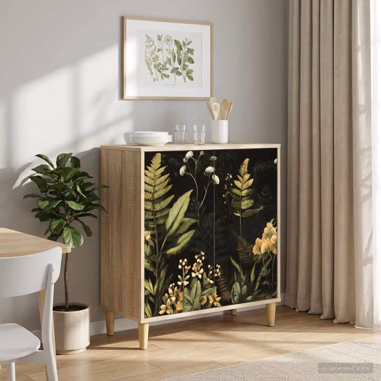 Credenza moderna vidaXL RHENEN in legno ingegnerizzato color marrone, L: 69 cm, P: 33 cm, H: 75 cm
