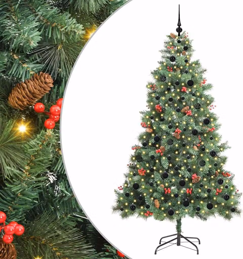 Albero di Natale artificiale verde 210 cm in PVC e metallo