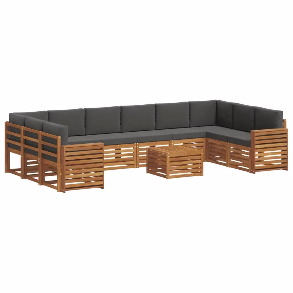 Set di divani da esterno vidaXL in legno di acacia con tavolo da caffè, 11 pezzi, beige e antracite – 2