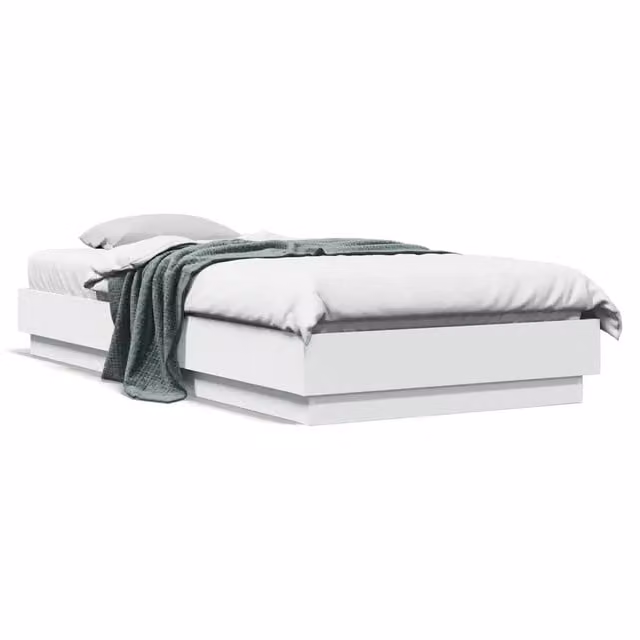 Letto singolo vidaXL bianco con illuminazione LED sottostante e porta di ricarica USB L/P: 100 x 200 cm
