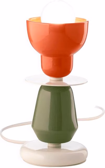Lampada da tavolo Ferroluce Berimbau in ceramica e metallo multicolore arancio e verde stile Art Déco
