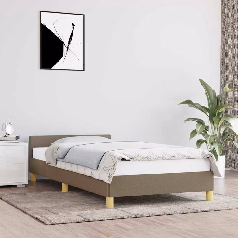 Giroletto vidaXL senza materasso in tessuto tortora con doghe in legno L/P: 100 x 200 cm