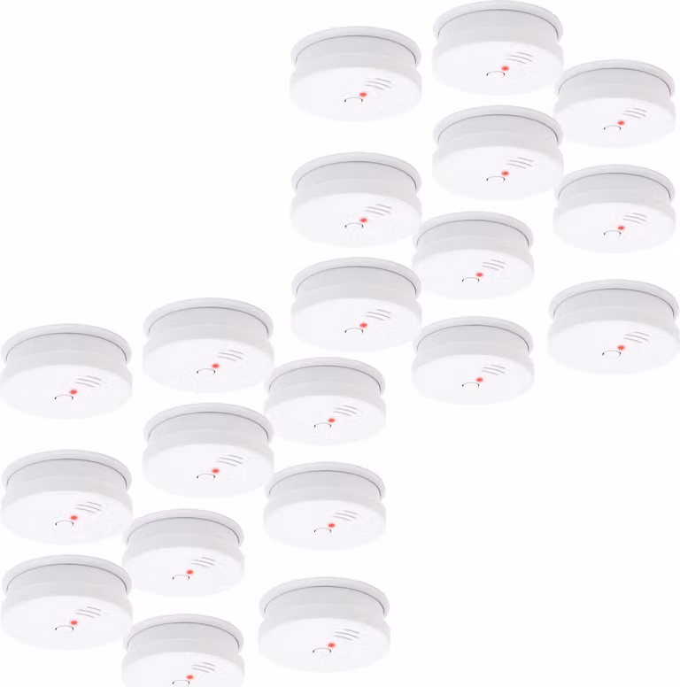 rivelatore di fumo 20x con batteria da 9V, lunga durata, volume di allarme 85dB, rivelatore di incendio wireless, DIN EN 14604