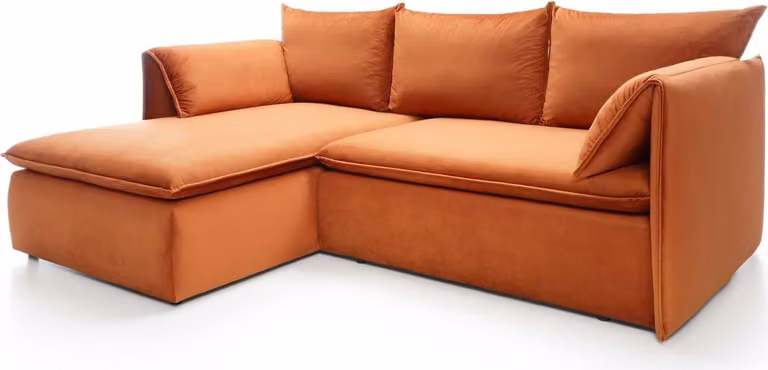 FURNLUX Divano angolare Oro Arancione e Nero 230cm / Colore principale: Arancione / Dimensioni: 230 x 91 x 166 cm