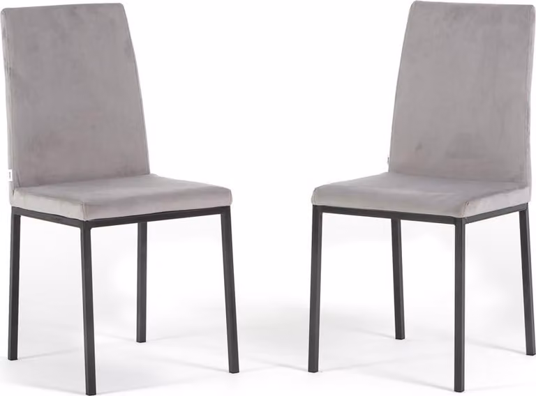 Set di 2 sedie da interno in velluto con schienale alto e gambe in metallo - design moderno ed elegante per cucina, sala da pranzo, camera da letto, bar e ristorante - ALMA - Grigio chiaro/Grigio scuro