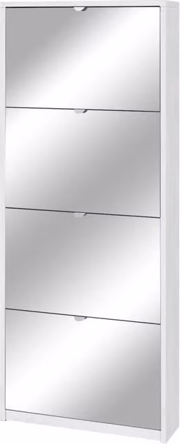 Scarpiera 4 Ante con Specchio 63x154x18 cm Ossido Bianco