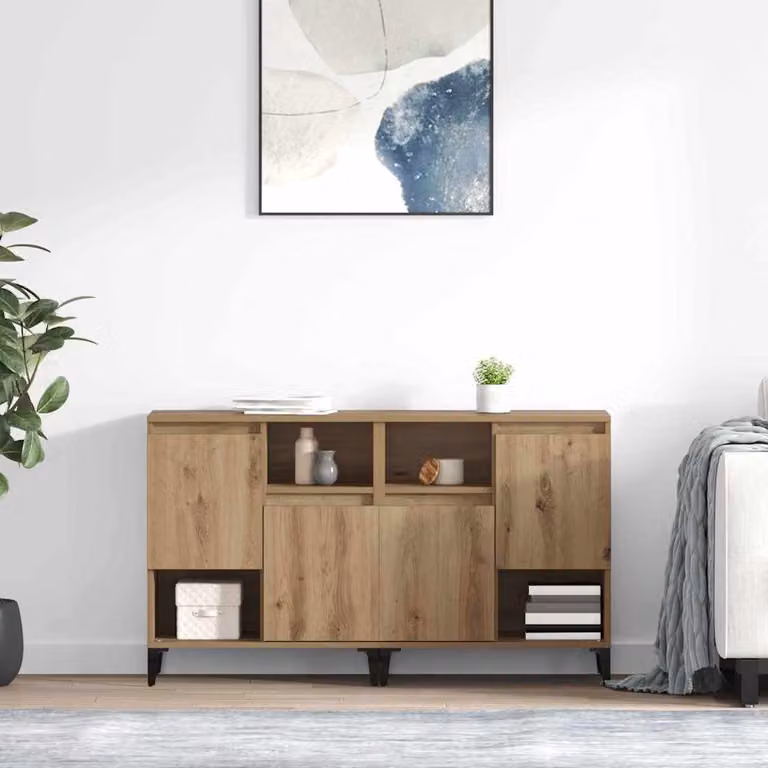 Set di 2 Sideboard vidaXL in Rovere artigianale, colore Marrone, L 60 cm x P 35 cm x H 70 cm