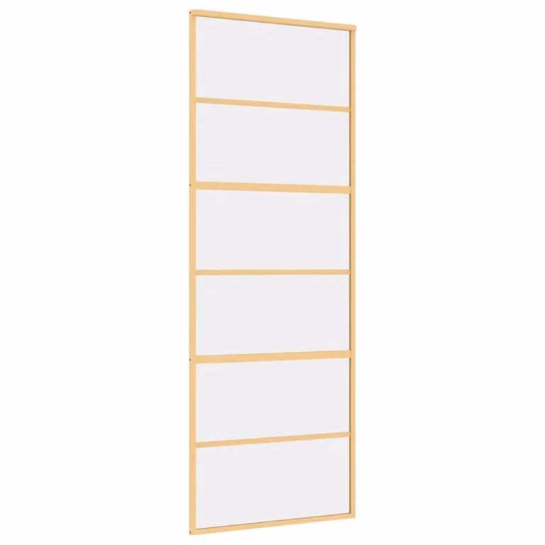 Porta Scorrevole Dorata 76x205 Vetro Trasparente ESG Alluminio