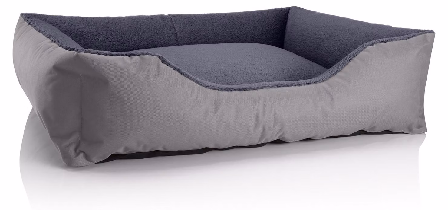Letto per cani BedDog TEDDY, divanetto per cani lavabile con bordo e cuscino, ROCK-FLOW (grigio/grigio), (XL) ca. 100x85x23 cm
