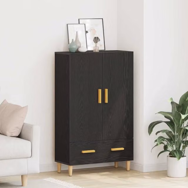 Credenza-Buffet-Armadio da cucina Rovere Nero 70 x 31 x 115 cm Legno multistrato 722455