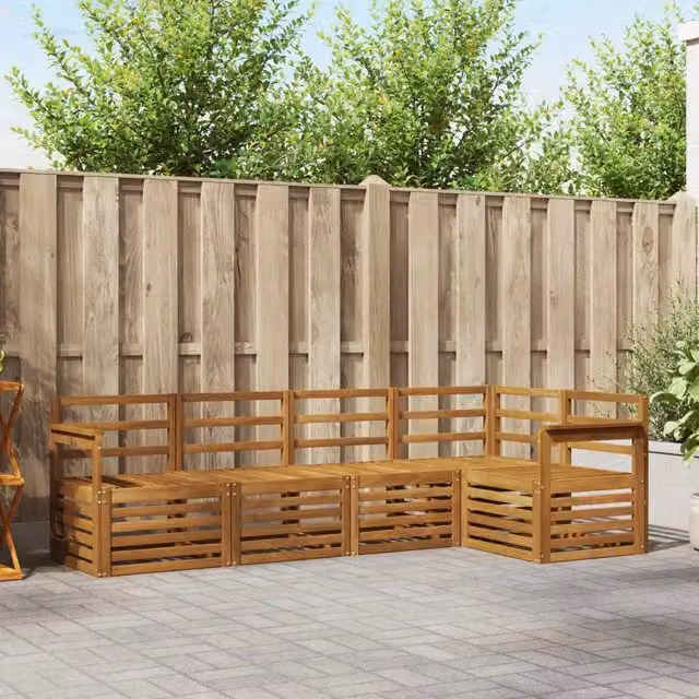 Set di divani da esterno 5 pz Naturale Poliestere 3374794