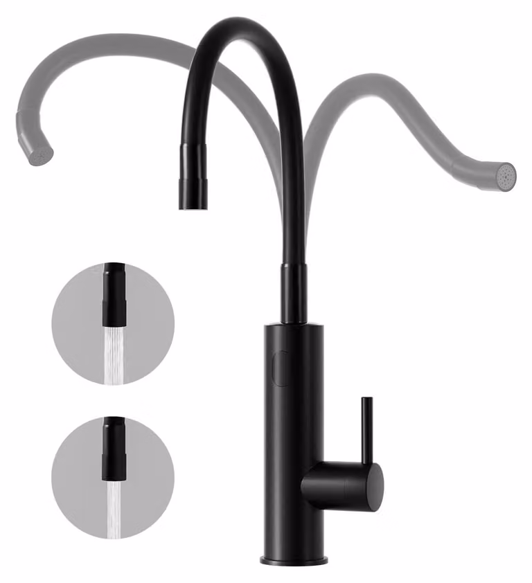 Rubinetto da cucina elettrico con resistenza integrata, 3200 W, display LCD, colore nero