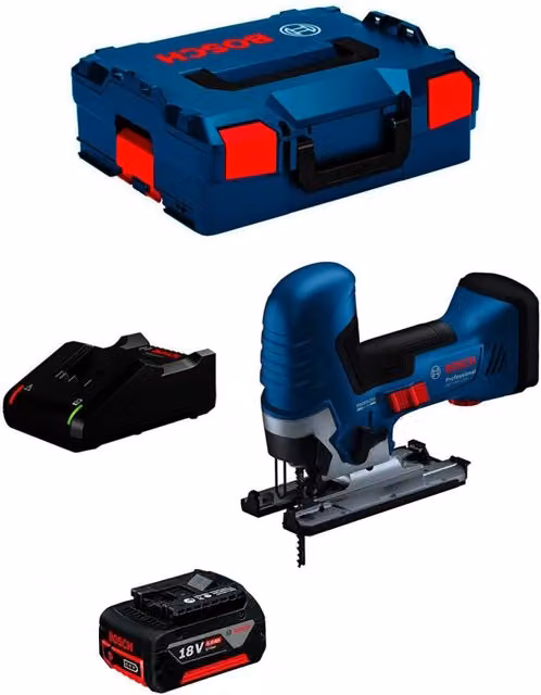 Seghetto Alternativo Bosch GST 18V-125 S con Batteria da 5,0 Ah e Caricatore GAL18V-40 in L-Boxx 136 – 1