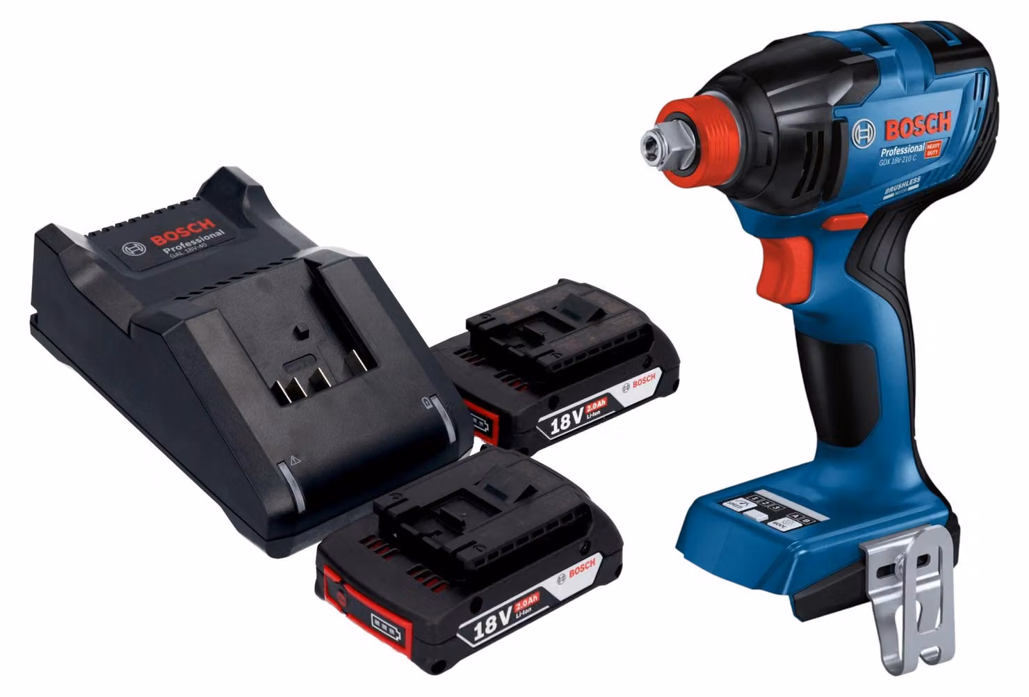 Bosch GDX 18V-210 C Avvitatore a impulsi professionale a batteria 18 V 210 Nm brushless + 2x batteria ricaricabile 2,0 Ah + caricabatterie
