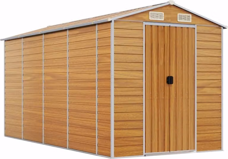 Capanno Giardino Marrone Chiaro 191x385x198cm Acciaio Zincato