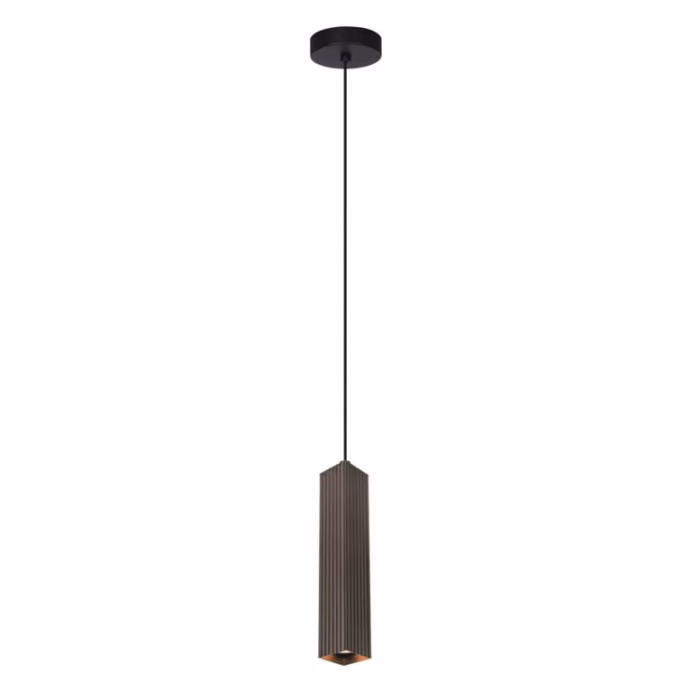 Lampada a sospensione moderna per soggiorno cucina sopra isola tubo quadrato marrone a righe 1xGU10 10W TECNO Italux