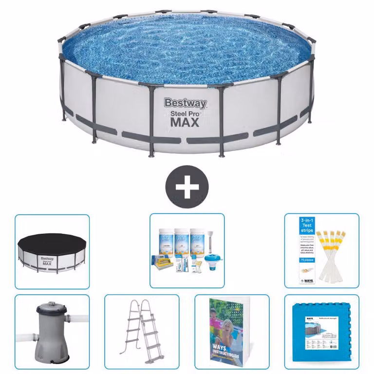 Piscina gonfiabile Bestway Steel Pro MAX, rotonda, 427x122 cm, composta da 6 parti, modello S536