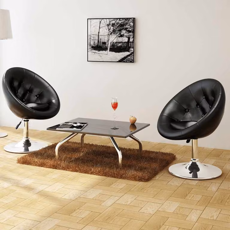 Set di 2 sgabelli da bar moderni vidaXL in similpelle nera e metallo