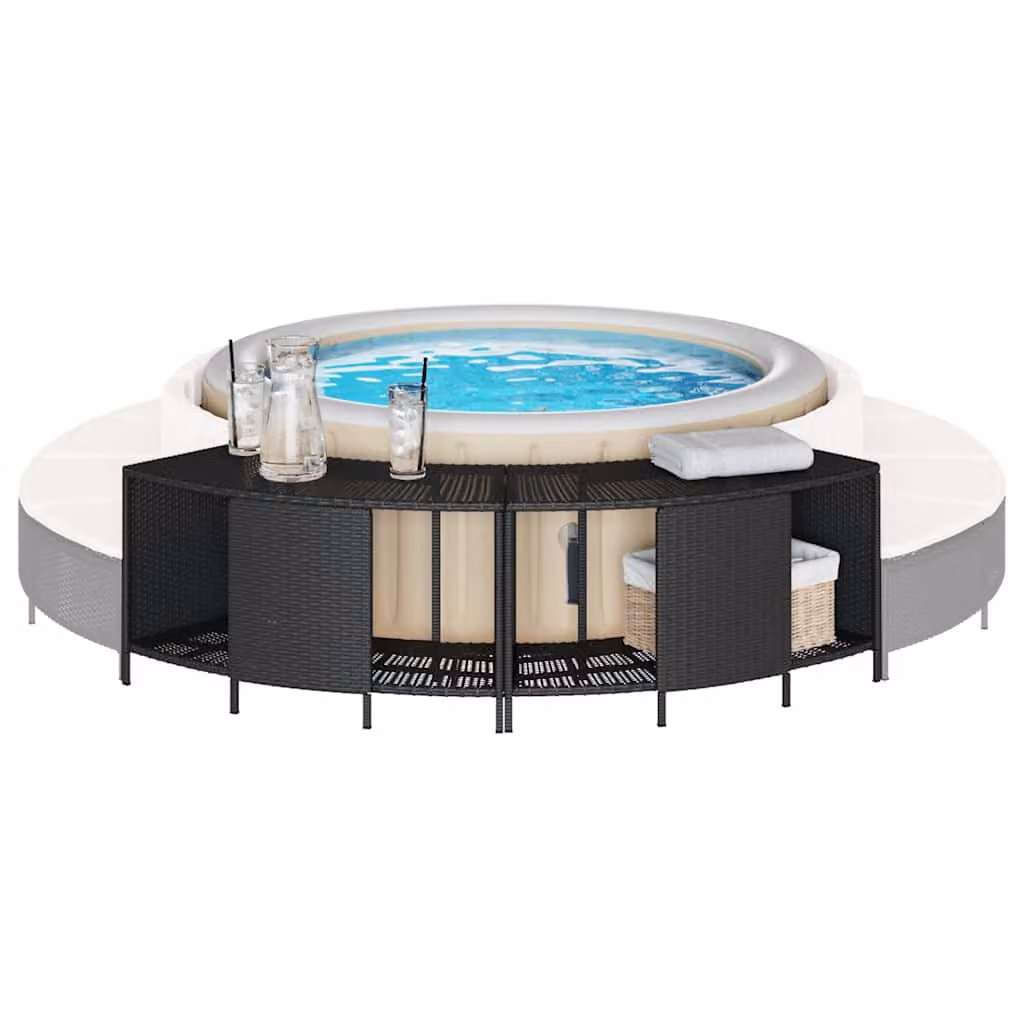 Set di 2 scaffali portaoggetti vidaXL in polyrattan nero per vasca idromassaggio e giardino