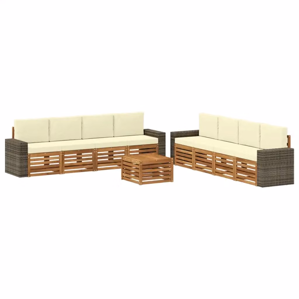 Set di mobili da esterno vidaXL in legno di acacia con divano a 3 posti, tavolino da caffè e cuscini beige – 2