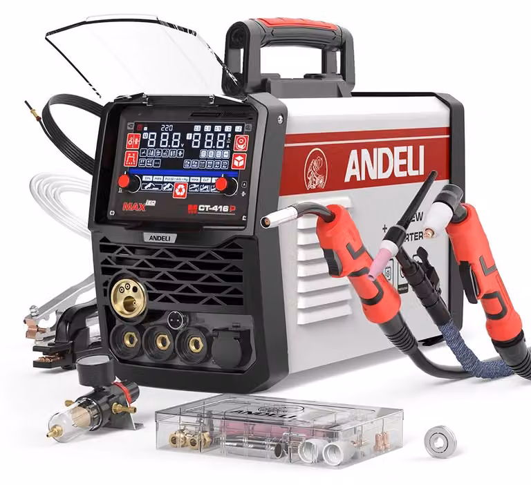 Saldatrice MIG - Saldatrice inverter multifunzione MCT-416P - MIG-Puls - TIG ad alta frequenza (HF) - Saldatura ad elettrodo - Saldatura dell'alluminio - Semiautomatica - Saldatura e taglio