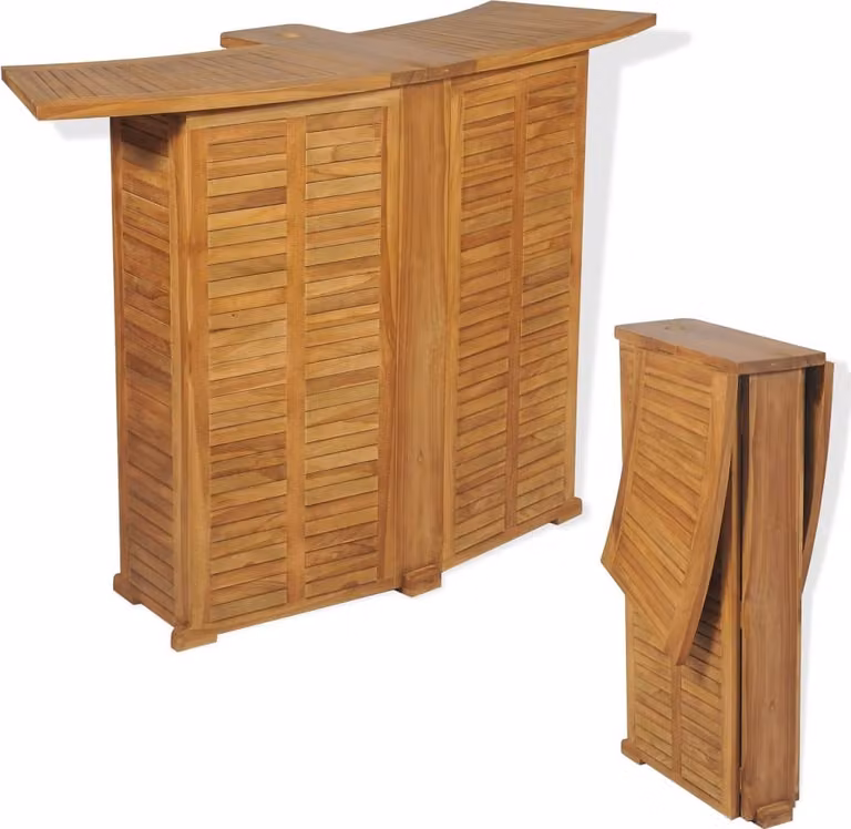 The Living Store Tavolo bar pieghevole 155x53x105 cm in teak massiccio