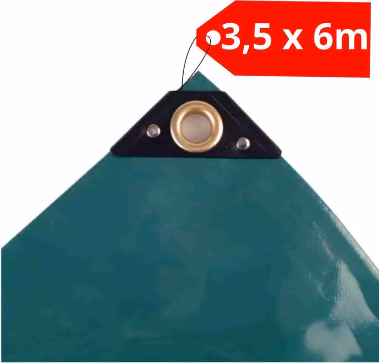Telone con occhielli 3,5 x 6 m (21 m²) Telone in PVC Telone in tessuto Telone da giardino verde 650 g/m² Telone in PVC