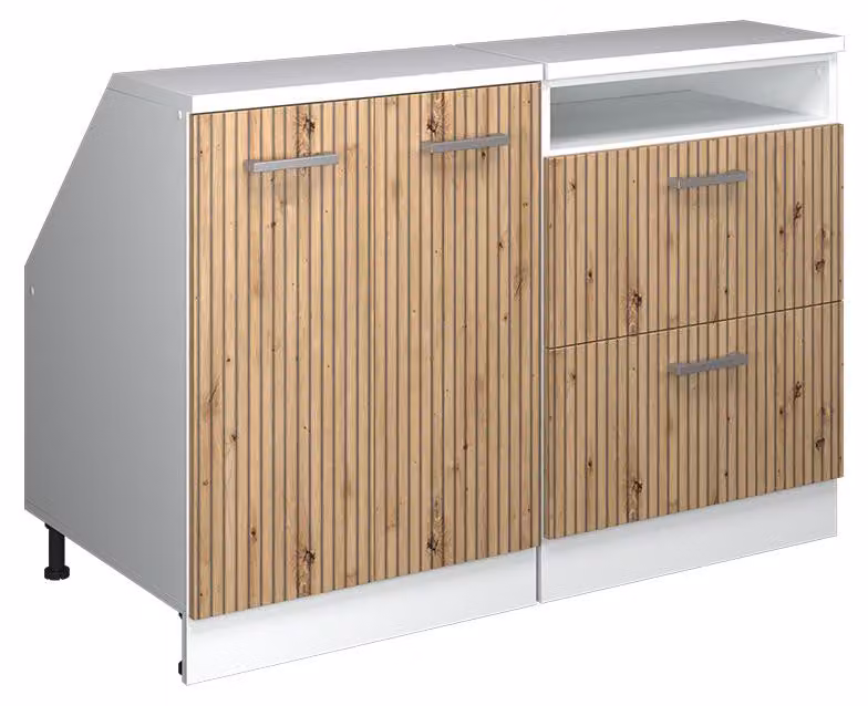 Mobile cucina sottotetto Vicco R-Line Rovere artigianale 120 cm Set di 2 carcasse armadio profondità 60 cm, Model 60331