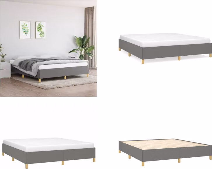 vidaXL Letto boxspring grigio scuro 180x200 cm in tessuto - Letto boxspring - Boxspringbetten - Bett - Schlafzimmermöbel