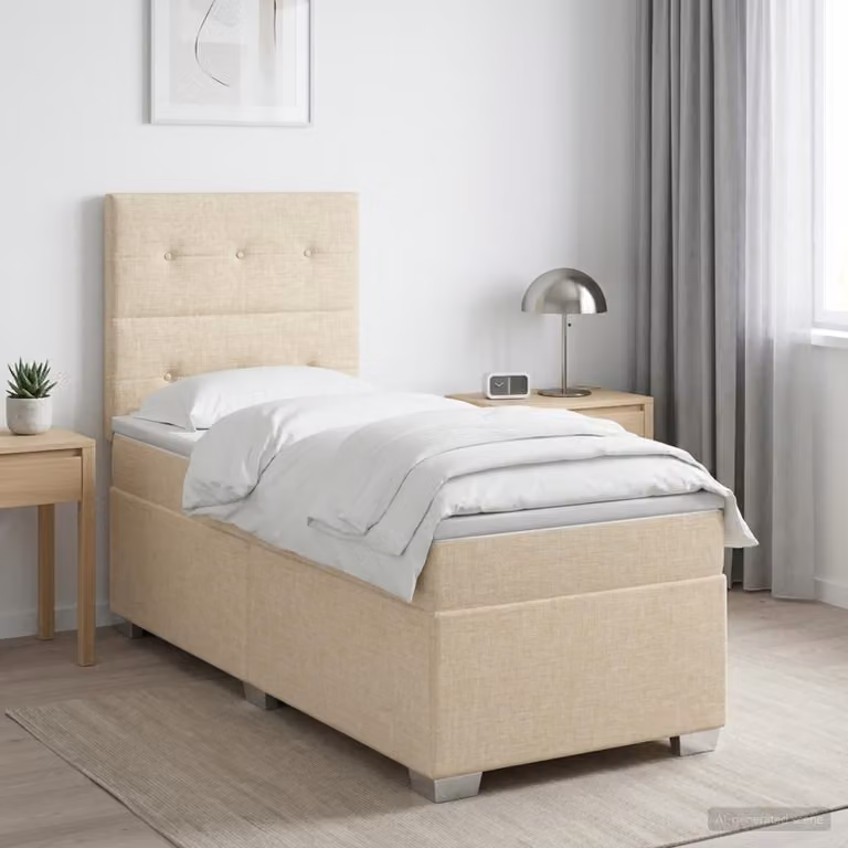 Maison Exclusive - Letto boxspring con materasso Crema 100 x 200 cm Tessuto