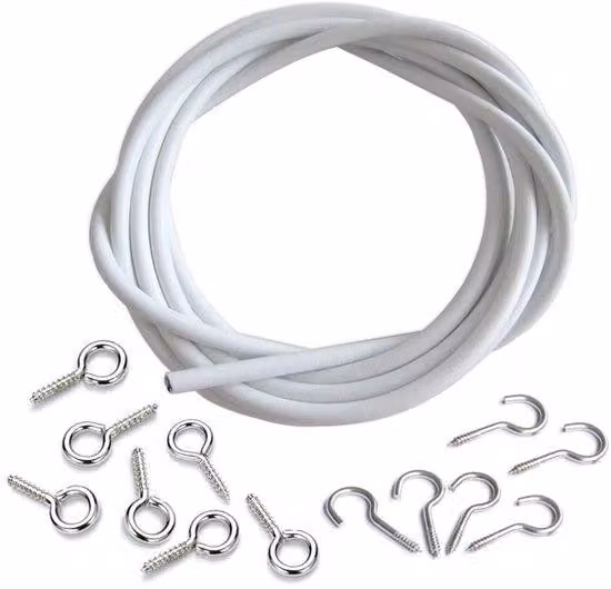 Kit di corda in fibra sintetica - 5 metri - completo di occhielli e ganci - prodotto sostenibile