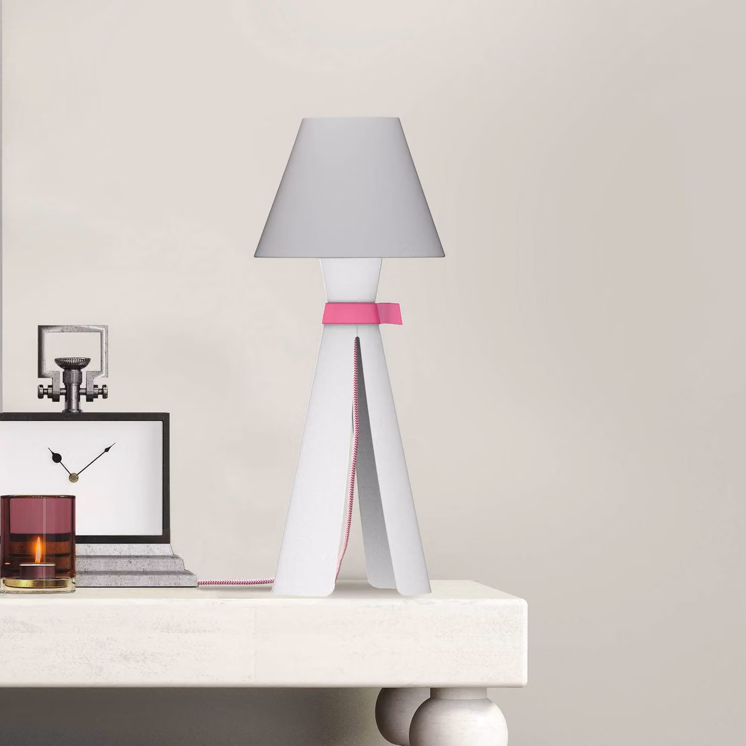 Aluminor Lampada da tavolo Floh, Bianco / Opale, Soggiorno / Sala da pranzo, Tessuto / Stoffa / Seta, Moderno, Lampada da tavolo